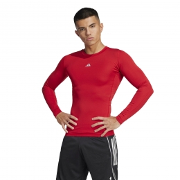 adidasTechfitOndershirtLangeMouwenRoodWit
