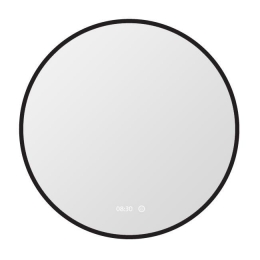 VtwLiving-BadkamerspiegelRond80cmZwartSpiegelmetVerlichting