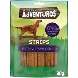 AdventurosHondensnackStripsHertensmaak90gr
