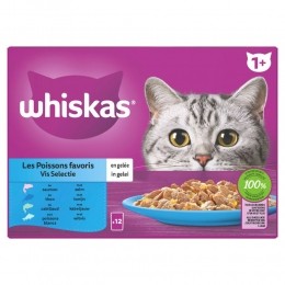 Whiskas1VisSelectieinGeleiMaaltijdzakjesMultipack24x85gr