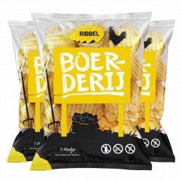 3xBoerderijChipsZeezoutRibbel190gr