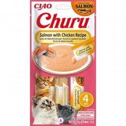 CiaoChuruPureeKattensnackSalmonChicken4x14gr