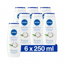 6xNIVEASoftCareDouchegelCoconutJojobaOil250ml