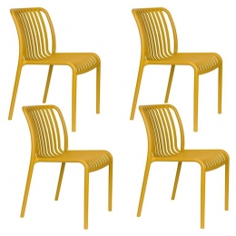 HousecraftLivingManteTuinstoelenKunststofGeel-Setvan4