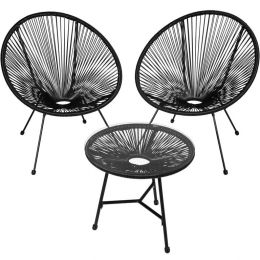 tectakeSetvan2stoelenSantanamettafel-Zwart