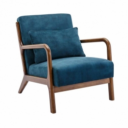 sweeek-Scandinavischefauteuilinveloursenlichtwalnootgebeitst