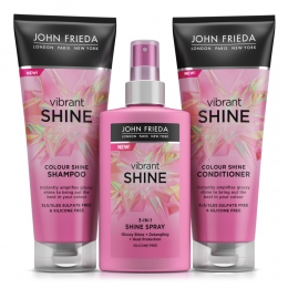 JohnFriedaVibrantShine-Shampoo1x250mlConditioner1x250mlShineSpray1x150ml-Pakket