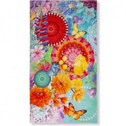 HIPVitoriStrandlaken100x180cmMandalasStrelitziaBloemenKleurrijkZachtKatoenVeloursSneldrogendAbsorberend
