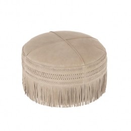 J-LinePoefFranjesRondLeerLichtGrijs