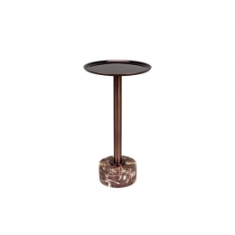 DutchbonePoseBijzettafelRond25cmMetaalMarmerBruin