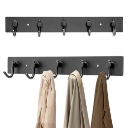 XIVADAKapstokHangend-5Haken-ModelJ-Aluminium-34cm-Zwart