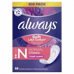 4xAlwaysInlegkruisjesDailiesNormalClassicSoftLikeCottonFresh58stuks