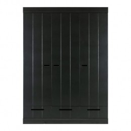 WooodConnectKledingkastH195xB140xD53cm-LadesPlankenenRoede-Zwart