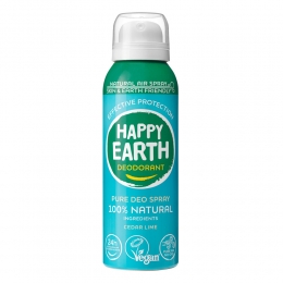 3xHappyEarth100NatuurlijkeDeodorantNaturalAirSprayCedarLime100ml