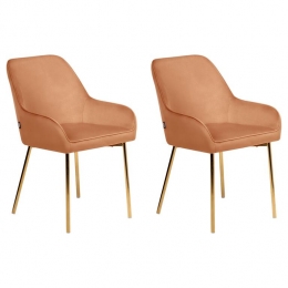 Beliani-LOVERNA-Eetkamerstoelsetvan2-Oranje-Fluweel