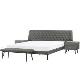 Beliani-ESSONNE-Slaapkamerset-Grijs-180x200cm-Kunstleer