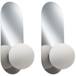 Beliani-LEISI-Wandlampensetvan2-Zilver-Opaalglas