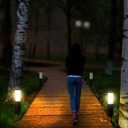 DallyLEDSokkellampZwartS-Bewegingssensor-Schemerschakelaar-E27fitting-IP44Waterdicht-45cm-tuinverlichting-padverlichting
