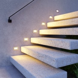 Setvan6DillonLEDInbouwwandlampenRVS-3Watt340Lumen-3000Kwarmwit-IP54voorbinnenenbuiten