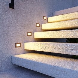 Setvan4DillonLEDInbouwwandlampenZwart-WandInbouwspotrechthoek-3Watt340Lumen-3000Kwarmwit-IP54voorbinnenenbuiten
