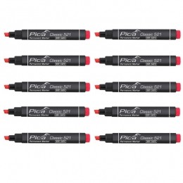 Pica52140PermanentMarker-Beitel-Rood-2-6mm10st