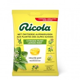 6xRicolaKeelpastillesCitroenMuntSuikervrijZakje75gr