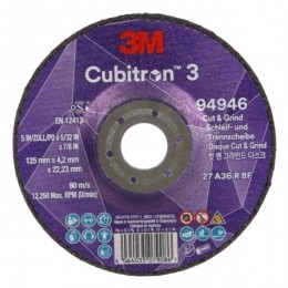 3MCubitron3CutGrind-schijf-125MmX42MmX2223Mm-K36-T2710Stuks