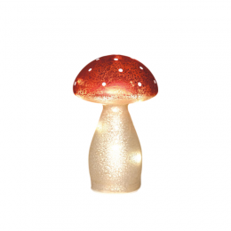 Paddenstoelglasledopbatterijmettimerh18cmwitmetrodestippenAnnasCollection-Annascollection