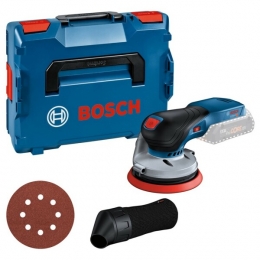 BoschGEX18V-12518VLi-IonAccuExcenterschuurmachineBodyInL-BoxxMetAccessoires-125mm-Koolborstelloos