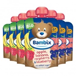 6xBambixKnijpzakjeAppelBanaanFramboosBlauweBesBio6M100gr