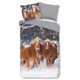 GoodMorningKinderDekbedovertrekFlanelHappyHorses-multi