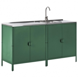 Beliani-VILAMA-Tuinkeukenset2-deligmetspoelbak-Groen-RVS