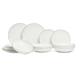 ASASelectionServiessetATableLigneNoire-18-delig6personen-6dinerborden6ontbijtbordenen6pasta-soepborden