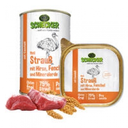 Scheckerhondenmenu-struisvogelmetgierstvenkelenmineraleaarde