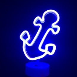 LEDNeonTafellampAnkerOpBatterijenenUSB17x10x26cmBlauw