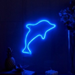 LEDNeonWandlampDolfijnOpBatterijenenUSB30x20x2cmBlauw