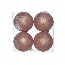 CosyHomeKerstballenKoperglitter10cm-4Stuks