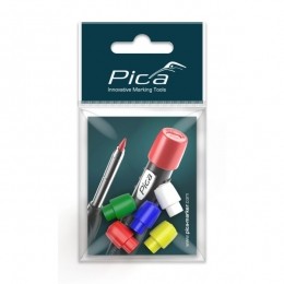 Pica55801DryGekleurdeDoppen-RoodBlauwGroenGeelWit5st