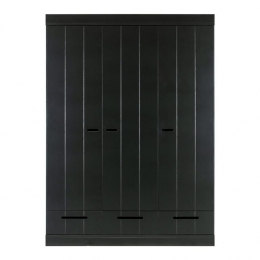 WooodConnectKledingkastH195xB140xD53cm-LadesPlankenenRoede-Zwart