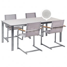 Beliani-COSOLETO-Tuinset4persoons-Wit-GranietGlas