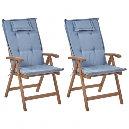 Beliani-AMANTEA-Tuinstoelsetvan2-DonkerbruinBlauw-Acaciahout