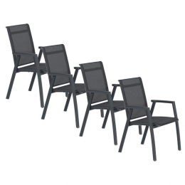 Santanadiningtuinstoeldonkergrijs-4stuks