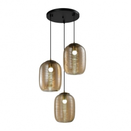 QUVIOEettafelhanglamp-3lichts-Metaal-Glas-Bruin