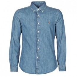 OverhemdLangeMouwPoloRalphLaurenCHEMISECINTREESLIMFITENJEANDENIMBOUTONNELOGOPONYPLAYER