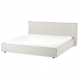 Beliani-LESTRE-Tweepersoonsbed-Gebrokenwit-180x200cm-Linnen