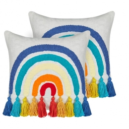 Beliani-DORSTENIA-Sierkussensetvan2-Meerkleurig-45x45cm-Katoen