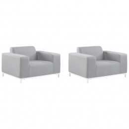 Beliani-ROVIGO-Fauteuil-Lichtgrijs-Polyester