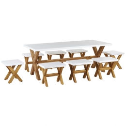 Beliani-OLBIA-Tuinset8-zitskrukken-Wit-Vezelcement