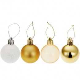 tectake24kerstballenonbreekbaarwitgoud