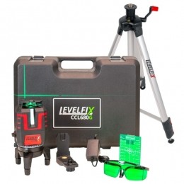 LevelfixCCL680GKruislijnlaser360SetInclStatiefInKoffer-Groen-40m-360Horizontaal4VerticaalLijnen-IP54